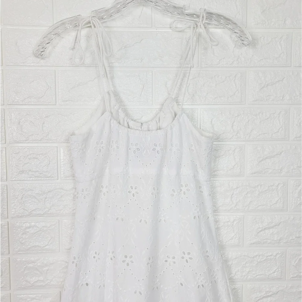 LA LIGNE Eyelet Broderie Midi Dress | White | S